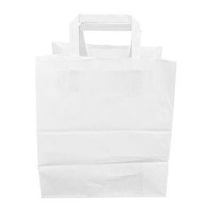 Fiesta Recyclable Flat Handle White Paper Bags Large (250 Pack) - JA348 - 3