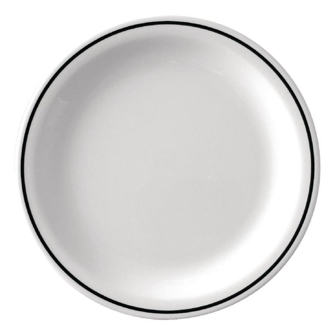 DP983 - Kristallon Black Band Melamine Side Plates 160mm - Case 12 - DP983