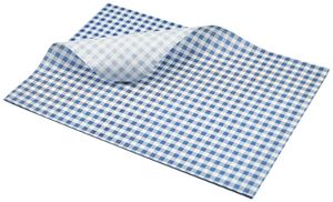 Greaseproof Paper Blue Gingham Print 35 x 25cm - PN1487LGB - 1