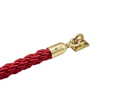 Barrier Rope Red- Brass Plated Ends - BR-RBP - 2