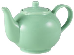 Genware Porcelain Green Teapot 45cl/ 15.75oz (Pack of 6) - 393945GR - 1