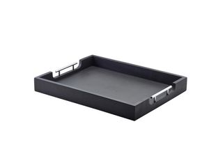 GenWare Solid Black Butlers Tray with Metal Handles 50 x 39.5cm - BTM5040BK - 1