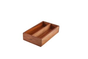 GenWare Acacia Wood 2 Compartment Cutlery Tray - WDCT-2 - 1