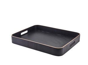 GenWare Black Wood Veneer Butlers Tray 45.5 x 36cm - WVT-B4536BK - 1