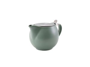 GenWare Porcelain Matt Sage Teapot with St/St Lid & Infuser 50cl/ 17.6oz (Pack of 6) - 395950MSG - 1