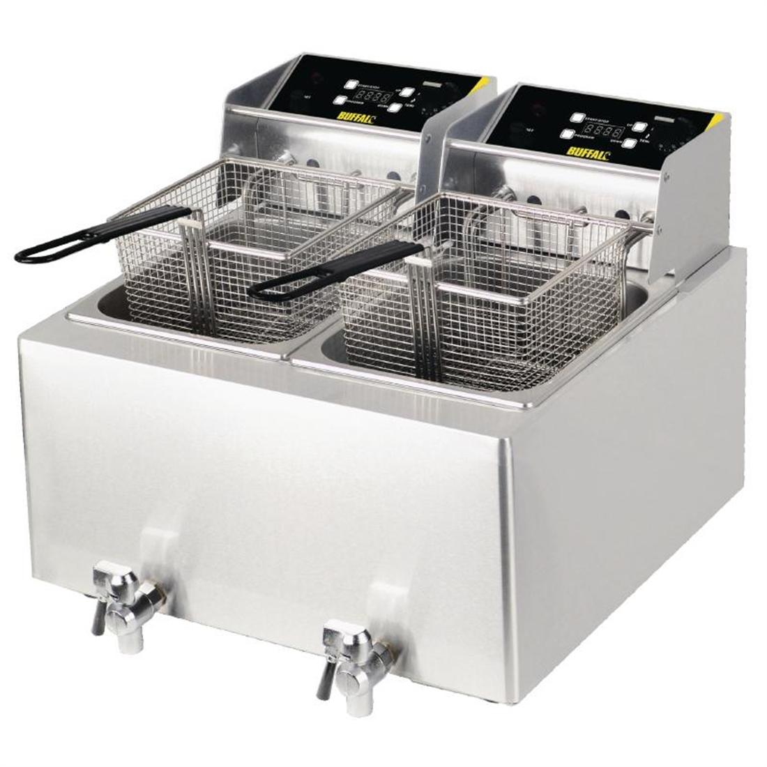 GH125 - Buffalo Twin Tank Twin Basket Countertop Electric Fryer 2x3kW - GH125