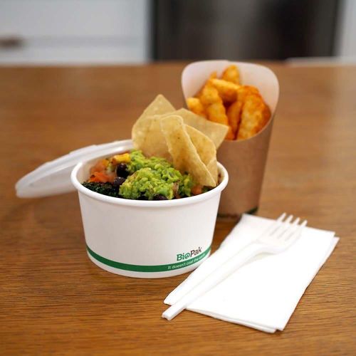 BioPak 240ml/8oz White Paper PLA-Lined BioBowls (Pack of 1,000) - BSC-8-UK - 7