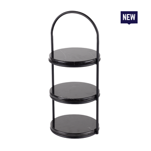 Bonzer Black Marble Afternoon Tea Stand - Black S/S 22 x 24 x H 55 cm - 13100-10 - 1