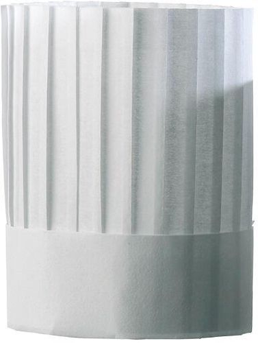 Matfer Bag Of 10 White "chef" Chef"s Hats Non-woven Pleated H 22.5cm Without Cap - 13126-01 - 1