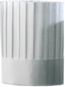 Matfer Bag Of 10 White "chef" Chef"s Hats Non-woven Pleated H 22.5cm Without Cap - 13126-01 - 1