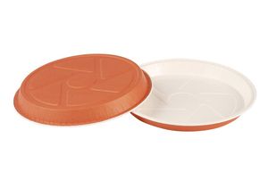 Box Of 70 Cardboard Tart Tins For Cooking And Sale Ø 180 H 35 Mm Orange Interior White - 361724 - 1