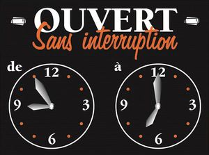 Open Non-stop From To Sign 14x10cm - 691594 - 1
