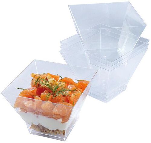 Box Of 240 (12 Bags Of 20) Padoga Clear Polystyrene Verrines For Starters And Desserts 80x80x63 Mm 20 Cl - 705125 - 1