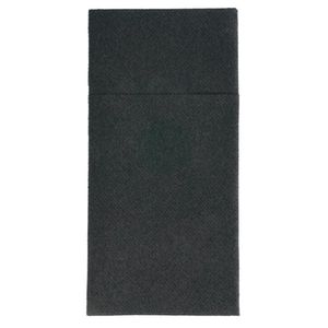 Packet Of 50 Ready-folded Non-woven Paper Napkins With Cutlery Pocket 40x40cm Folded Format 10x20cm Black - 713908 - 1