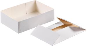 Packet Of 100 White Cardboard Petit Fours Boxes, Without Lid H 70 Mm 240x150 Mm Capacity 1000 G - 930546 - 1