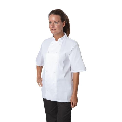 Whites Boston Unisex Chef Jackets Short Sleeve White L (5 Pack) - SA823 - 11