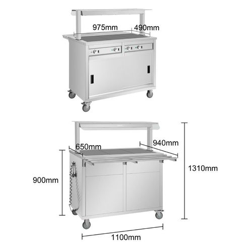 Buffalo Mobile Servery with Solid Heated Top 3x 1/1 GN - JB186 - 4
