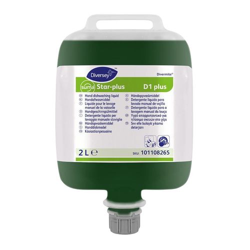 Diversey Suma Star-Plus D1 Divermite Dishwashing Liquid 2Ltr - JK362 - 1