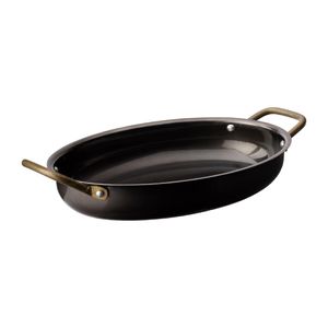 Utopia Vintage Steel Oval Dishes Black 245x175mm (6 Pack) - JM304 - 1