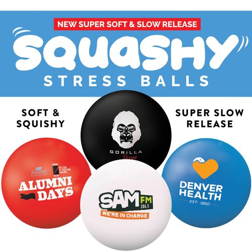 Custom Branded Premium Squashy 70mm Stress Balls - S2108 - 1