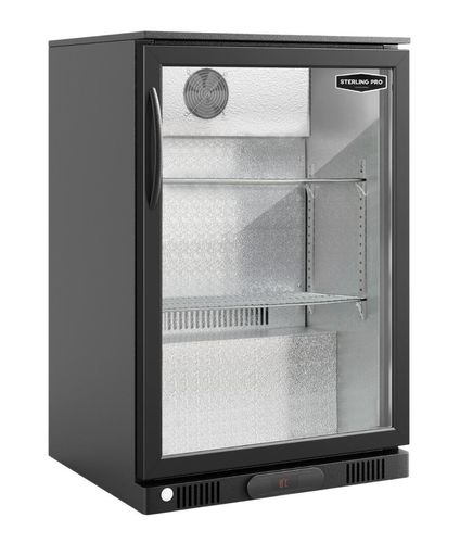 Sterling Pro Green SP1HC-LOW-BK Hinged Single Door Low Height Bottle Cooler, 106 x 330ml Bottles - SP1HC-LOW-BK - 1