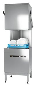Hobart Ecomax H604W-12B Hood / Passthrough 500mm Basket Frontloading Commercial Dishwasher with Drain Pump, 18 Plate Capacity - H604W-12B - 1