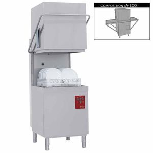 Diamond DK7/6/A 500mm Basket Passthrough Hood Dishwasher with Entry/Exit Table, 18 Plate Capacity - DK7-6-A - 1