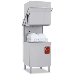 Diamond DXE8/6-AC 500mm Basket Passthrough Hood Dishwasher with Integral Softener, 18 Plate Capacity - DXE8-6-AC - 1