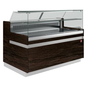 Diamond VB10XD3/R2 Flat Glass Dark Wood Refrigerated Serveover Counter, 2138mm - VB21XD3-R2 - 1