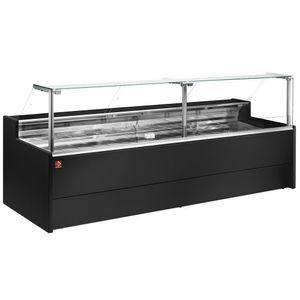 Diamond VZ15/B5-VR2 Flat Glass Black Refrigerated Serveover Counter, 1500mm - VZ15-B5-VR2 - 1