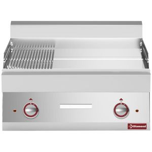 Diamond E65/PMCD7T-230V/3-N 2/3 Smooth 1/3 Ribbed Electric Cooking Plate, 9kW - E65-PMCD7T-230V-3-N - 1