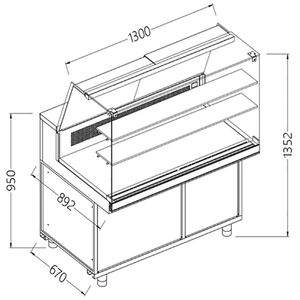 Diamond SA13XR Snack Patisserie Display Counter, 1300mm - SA13XR - 1