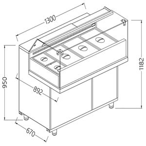 Diamond VB13XGR Saladette Snack Bain Marie Display Counter, 1300mm - VB13XGR - 1