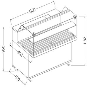 Diamond VPB13X Bread Snack Low Glass Display Counter, 1300mm - VPB13X - 1