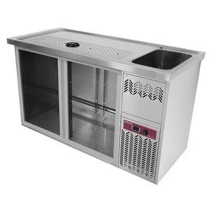 Diamond KBR-21D Bar Counter with 2 Compartments, Draining Board and Right Side Sink - KBR-21D - 1