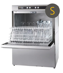 Hobart Ecomax G504S-10C 500mm Basket Frontloading Commercial Glasswasher with Integral Water Softener & Drain Pump, 25 Pint Capacity - G504S-10C - 1