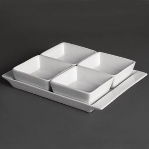Olympia Whiteware Snack Dishes with Plates 4 Section (Pack of 2) - U817 - 1