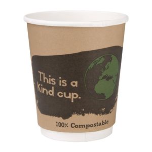 Fiesta Compostable Coffee Cups Double Wall 227ml / 8oz (Pack of 25) - DY984 - 1