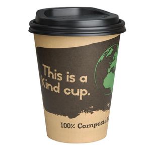 Fiesta Green 8oz Compostable Hot Cups and Lids Bundle (Pack of 1000) - SA484 - 3