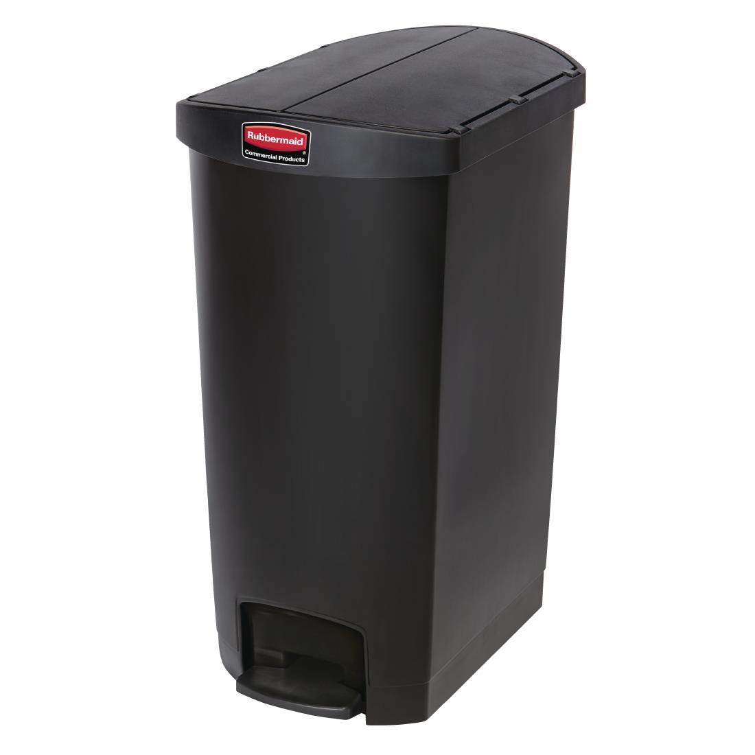 Rubbermaid Slim Jim End Step on Pedal Bin Black 68Ltr GL037 Go for