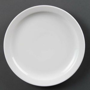 Olympia Whiteware Narrow Rimmed Plates 250mm (Pack of 12) - CB490 - 1
