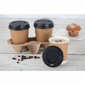 Fiesta Recyclable Coffee Cup Lids Black 225ml / 8oz (Pack of 50) - CW715 - 3