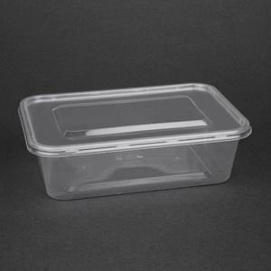 Fiesta Recyclable Plastic Microwavable Containers with Lid Medium 650ml (Pack of 250) - DM182 - 1
