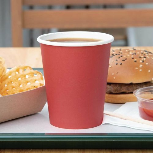 Fiesta Recyclable Single Wall Takeaway Coffee Cups Red 225ml / 8oz (Pack of 50) - GP406 - 4