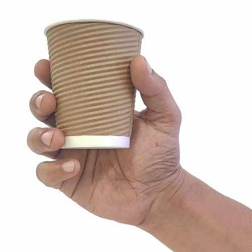 Fiesta Recyclable Coffee Cups Ripple Wall Kraft 225ml / 8oz (Pack of 25) - GP443 - 3