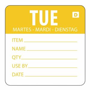 Vogue Dissolvable Day of the Week Labels Tuesday (Pack of 250) - GH352 - 1