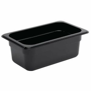 Vogue Polycarbonate 1/4 Gastronorm Container 100mm Black - U467 - 1