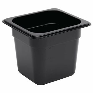 Vogue Polycarbonate 1/6 Gastronorm Container 150mm Black - U471 - 1