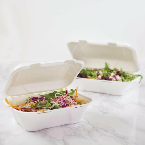 Vegware Compostable Bagasse Clamshell Hinged Meal Boxes 228mm - GH026 - 2