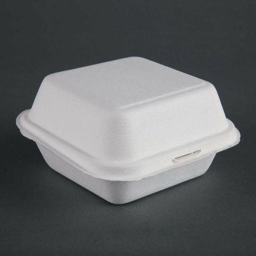 Fiesta Compostable Bagasse Burger Boxes with Bottom Ridges 153mm (Pack of 500) - DW247 - 1
